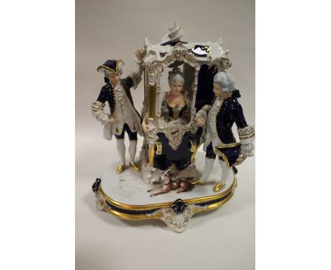A LARGE ROYAL DUX CERAMIC FIGURE GROUP 