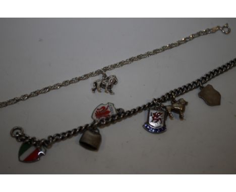 A SILVER AND ENAMEL CHARM BRACELET 