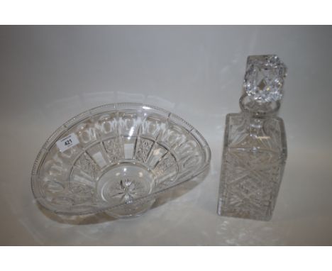 A CUT GLASS STUART CRYSTAL BOWL TOGETHER WITH A CUT GLASS DECANTER 