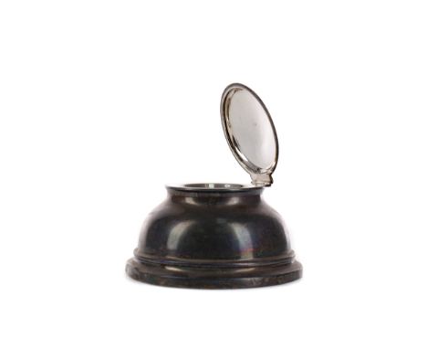 EARLY 20TH CENTURY SILVER INKWELL, of domed circular form with hinged cover, 12cm diameter Provenance: A Private Scottish Col