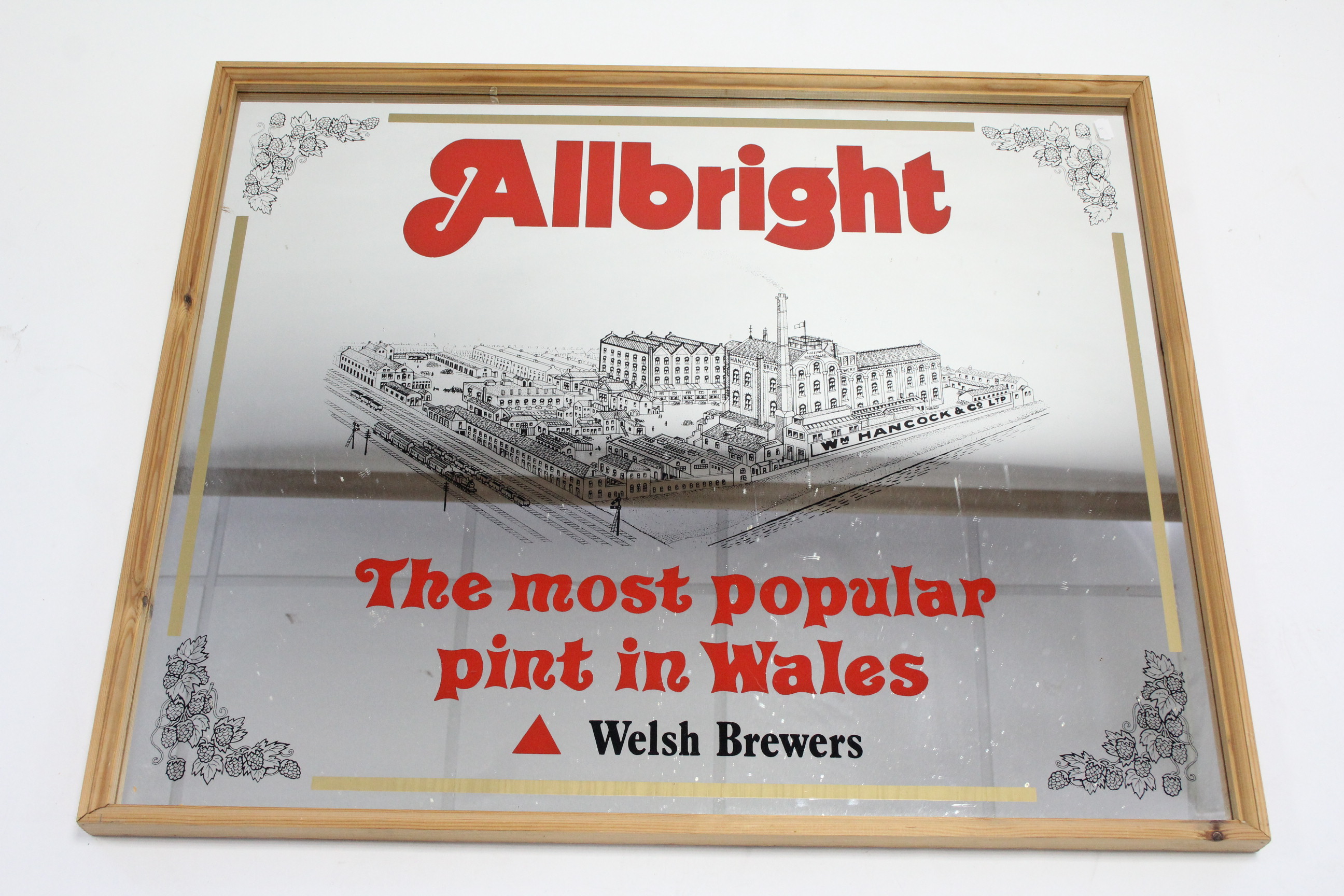 Five rectangular brewery advertising mirrors “Allbright”, “Cambrian