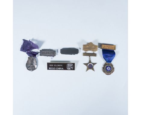Grouping includes two delegate badges, a 1933 International Union ribbon badge marked â€œW.L. FunderBurk, Genâ€™l. President,