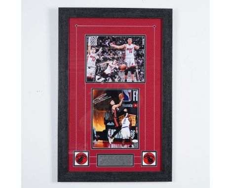 This framed and matted display features Tyler Herro, Miami Heat shooting guard #14, in two action-packed photographs capturin
