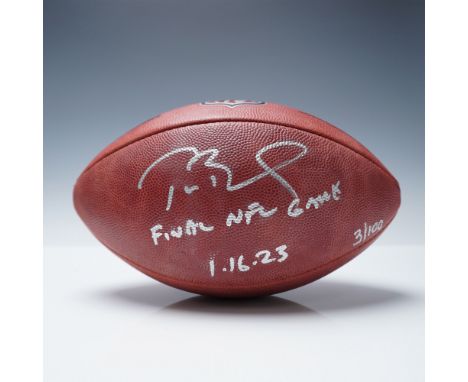 Official Wilson "The Duke" NFL football autographed by Tom Brady, inscribed with Final NFL Game - 1.16.23 - 3/100 in metallic