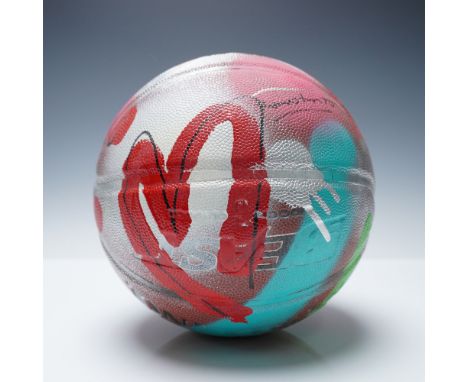 Spalding "The Beast" indoor/outdoor basketball hand-painted by Brazilian graffiti and pop artist Romero Britto. The ball feat