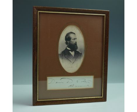 A distinguished historical display featuring an engraved portrait and bold signature of Admiral David D. Porter, one of the m