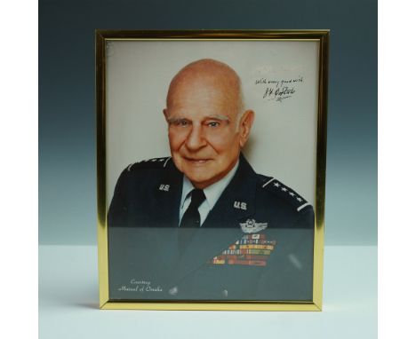 Color portrait of General James H. â€œJimmyâ€ Doolittle in full U.S. Air Force uniform, framed and inscribed to "Nate Sanders