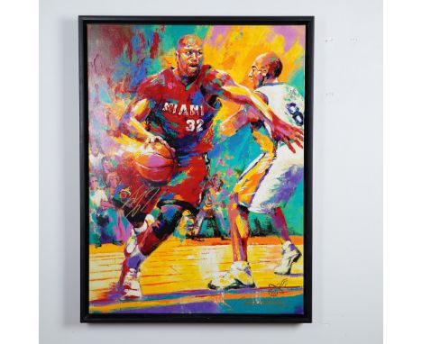 This limited edition canvas print by celebrated sports artist Malcom Farley captures an intense moment featuring Shaquille O'