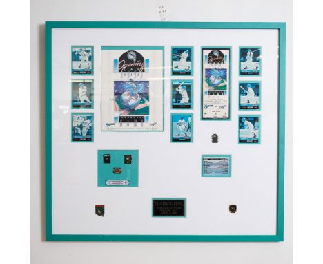 A framed collection celebrating the Florida Marlins' inaugural Opening Day on April 5, 1993, marking the historic debut of th