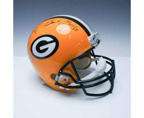An extraordinary collector's piece for Green Bay Packers fans and football enthusiasts, this full-size helmet is personally s