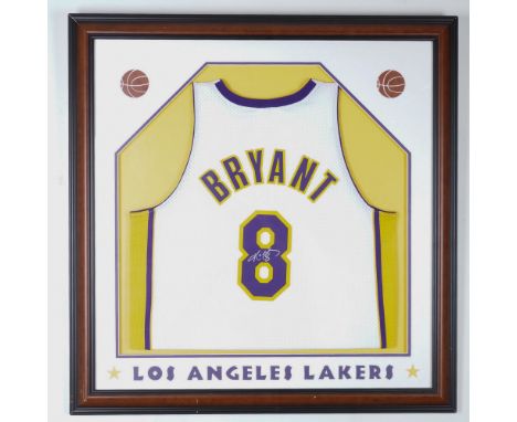 This framed and autographed Los Angeles Lakers jersey honors the legacy of Kobe Bryant (#8), one of the greatest players in N