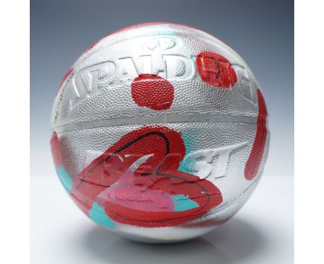 Spalding "The Beast" indoor/outdoor basketball hand-painted by Brazilian graffiti and pop artist Romero Britto. The basketbal