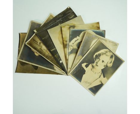 Lovely grouping of 9 vintage sepia-toned photographs featuring iconic actresses and silent film stars of the 1920s and 1930s.