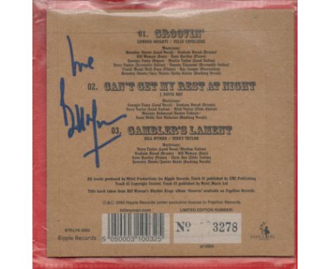Bill Wyman Signed CD Sleeve With CD Included. Limited Edition CD 3278 of 5000. Ripple Records. Signed in blue ink. Good Condi