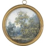 Moreau, Louis Gabriel: Parklandschaft mit einer Dame und ihrem Hündchen