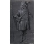 Weyer, Jakob Matthias - zugeschrieb...: Stehender Edelmann mit Federhut und Stab