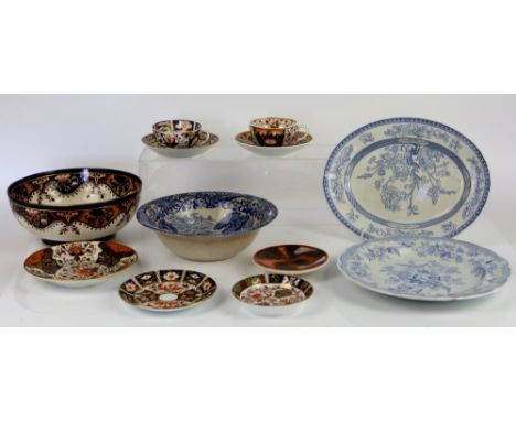 AMENDED DESCRIPTION AND ESTIMATE Crown Derby and Royal Crown Derby Old Japan Pattern cups and saucers, art deco lamp shade, P