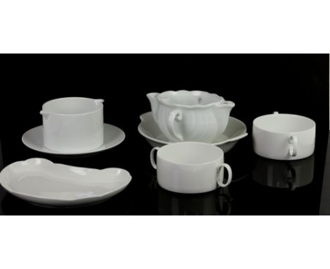 Rosenthal dinner service in white for 12 place settings comprising 12 dinner plates,12 coffee cups and saucers, 12 dessert pl