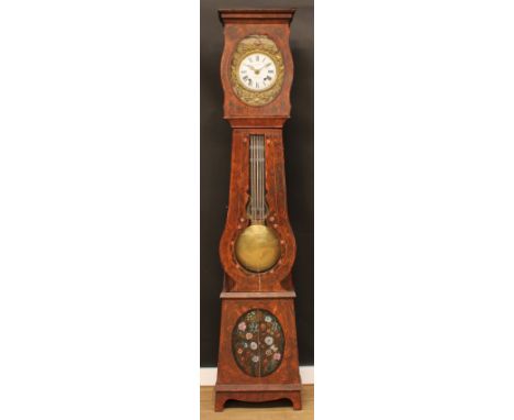 A 19th century French comtoise morbier longcase clock, 21cm circular dial inscribed A. Trochu, à Coutances, Roman numerals, p