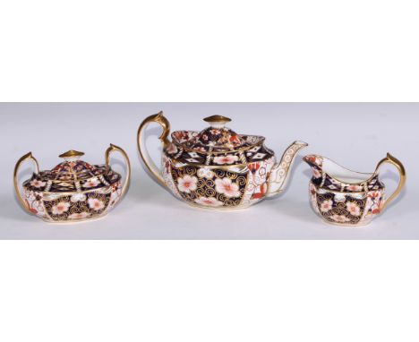 A Royal Crown Derby 2451 pattern teapot, jug and sucrier (3) 