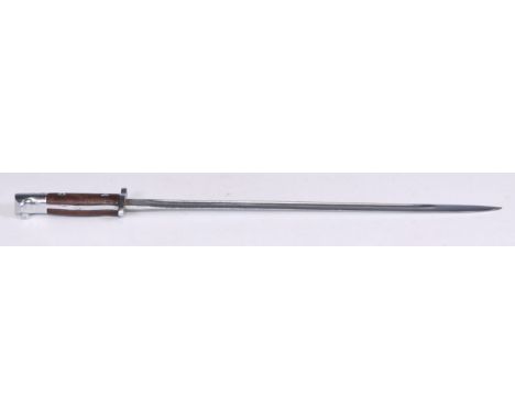 A World War One British 1907 pattern bayonet, single edged fullered blade, makers marked Wilkinson, dated 1917, chrome plated