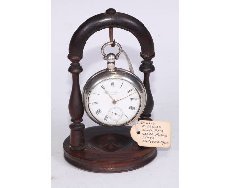 A Victorian silver pair-cased pocket watch, the Scottish fusee movement by Donald McGregor, Buckie, 4.5cm enamel dial signed 