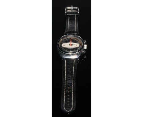 Breitling - a 1970s Sprint chronograph wristwatch, two tone black and grey dial, twin subsidiary registers, manual wind movem