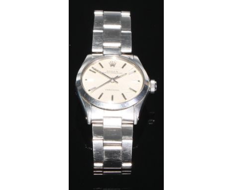 Rolex - a stainless steel manual wind gentleman's Oyster Speedking Precision wristwatch, silvered hour batons, minute track, 