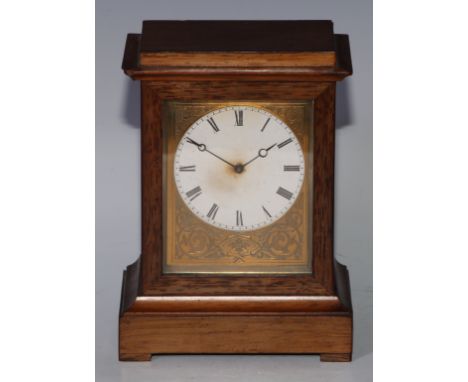 A 19th century French walnut mantel timepiece, by Victor Athanase Pierret, Paris, 7cm circular enamel clock dial inscribed wi