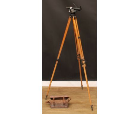 A theodolite, maker marked ER Watts &amp; Son Ltd, serial no.49291, complete with leather case, tripod and tools 