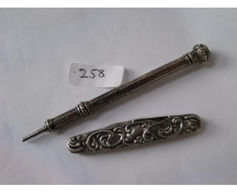 Silver propelling pencil and a silver mounted pen knife  