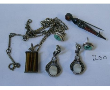 Seven pairs of silver earrings etc     