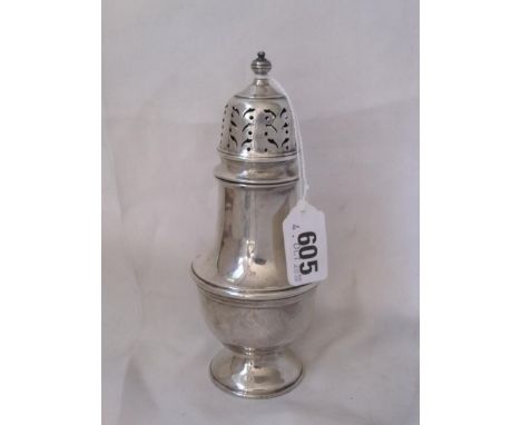 A baluster shaped sugar caster 6” high Birm 1908  by R & Co 100g.       