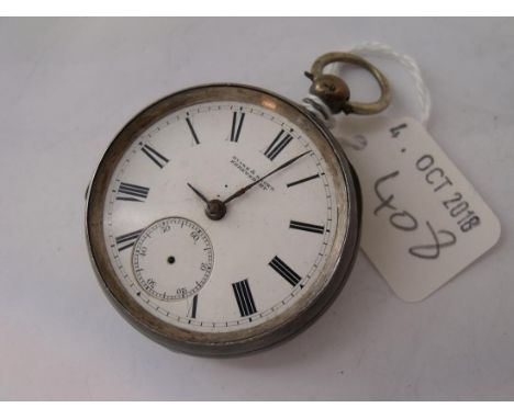 A silver pocket watch by Evans and Brown     