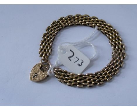 9ct fancy gate link bracelet 7.9g     