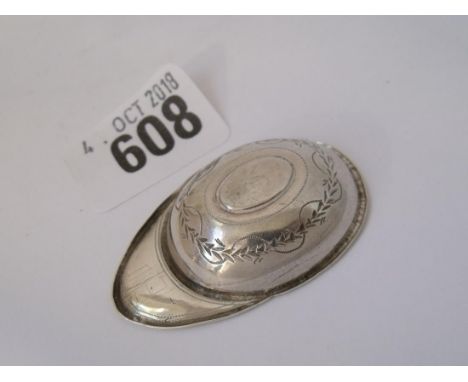 An antique jockey's hat caddy spoon 2” wide by SP   