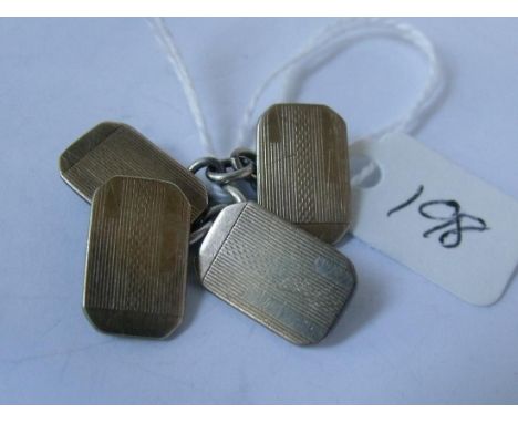 Pair rectangular silver cufflinks     