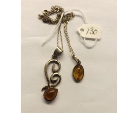 Two silver and amber necklaces     