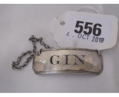 A Geo. bottle ticket with canted corners for Gin  1.75” wide Birm 1811 by JW      