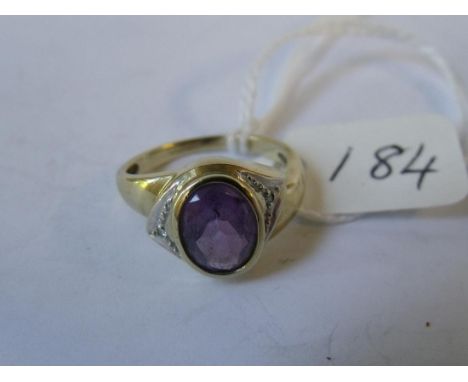 9ct amethyst ring approx size L     