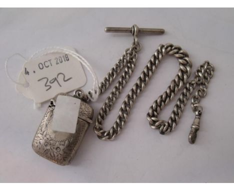 A silver graduated watch Albert 12” long, also a vesta case  