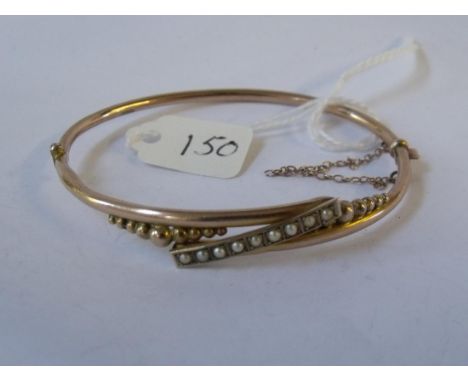 Vintage 9ct pearl set bangle 5.3g inc     