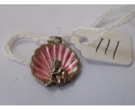 Silver and pink enamel shell charm 2.8g    