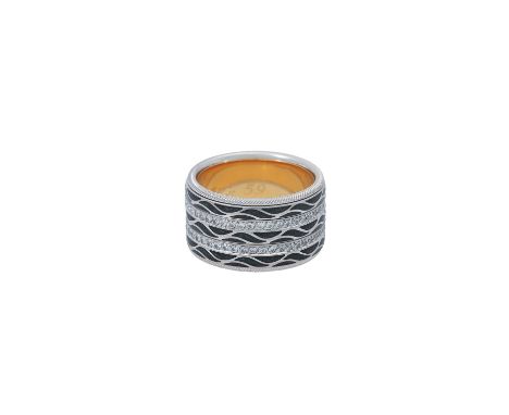 WELLENDORFF Ring "Engel der Nacht", Brillanten zus. ca. 1 ct, sehr gute Farbe u. Reinheit, WG 18K tlw. schwarz emailliert, 22