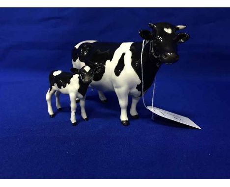 BESWICK FRIESIAN COW AND CALF FIGURES