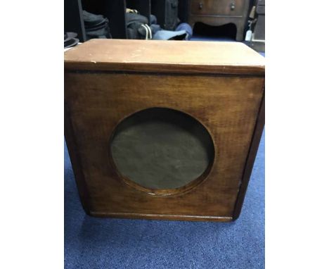 PORTABLE WIND UP GRAMOPHONE, VINTAGE TANNOY MICROPHONE AND LOUD SPEAKER