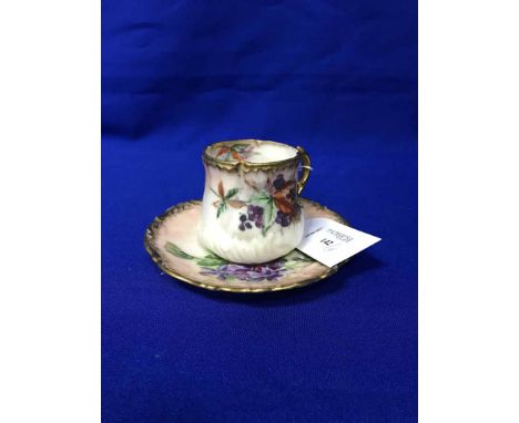 COLLECTION OF EARLY 20TH CENTURY HAND-PAINTED TEA CHINAin the Worcester manner, some initialled 'M' to base, the three piece 