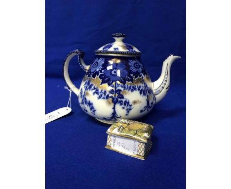 LATE VICTORIAN PART DESSERT SERVICEwith pedestal dish and five plates; also with Burleighware blue and white teapot, other pa