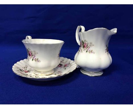 ROYAL ALBERT 'LAVENDER ROSE' PATTERN SIX SETTING TEA SERVICEcomprising milk, sugar, six tea cups, six side plates and six sau
