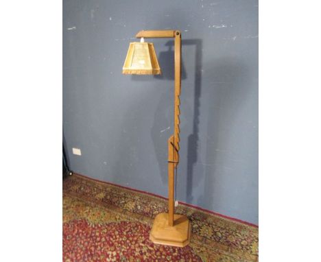 Oak Art Deco style adjustable floor lamp with shade&nbsp;